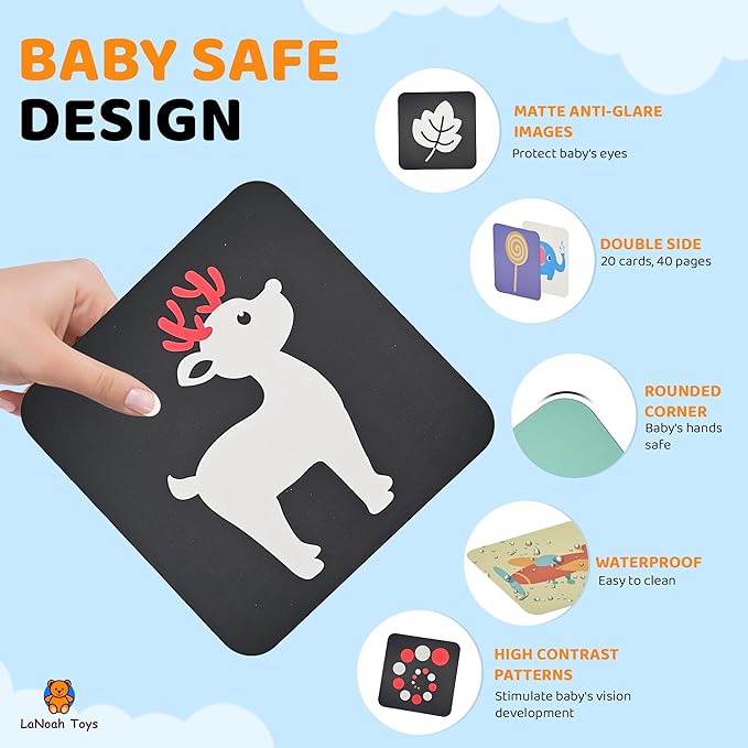 Baby Flash Cards: High Contrast Visuals for Babies - 4 Sets of Visual Stimulation Cards for Each Stage of Development. 80 Cards in Complete Set. Baby Essentials for Your Einstein.