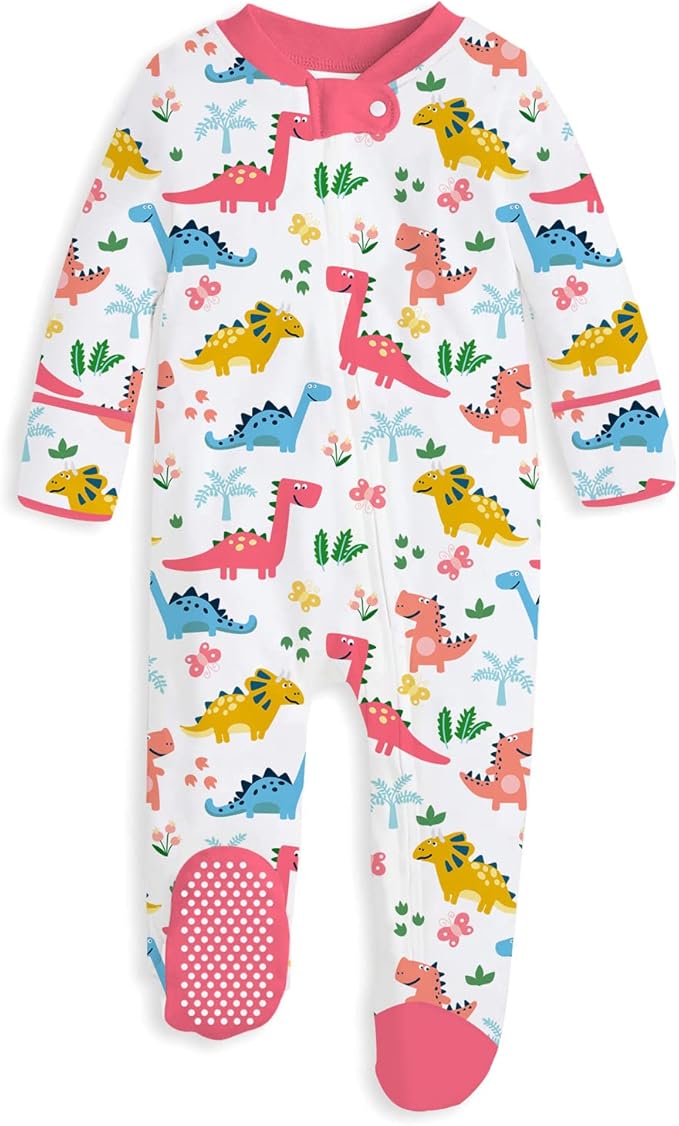 UNIFACO Baby Girls Boys Footed Pajamas One-Piece Sleeper Snug Fit Sleep and Play Zip Front Footie Romper 0-12 Month