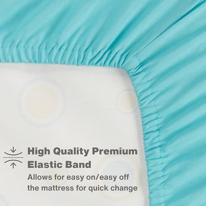Everyday Kids 2 Pack Fitted Girls Crib Sheet, 100% Soft Breathable Microfiber Baby Sheet, Fits Standard Size Crib Mattress 28in x 52in, Nursery Sheet - Mermaid/Aqua