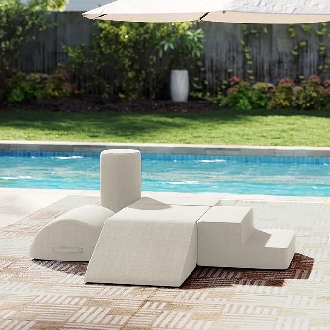 jela Kids Foam Climbing Blocks 6Pcs Soft Play Equipment Waterproof Fabric, UV Resistant Toddler Climbing Toys Indoor& Outdoor Soft Play Climbing Set, Lightweight Climbing Blocks for Toddlers(Sand)