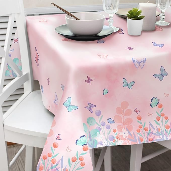 Butterfly Disposable Tablecloth, Plastic Table Cover for Kid’s Birthday Party, 3 PCS, 54”x 108”