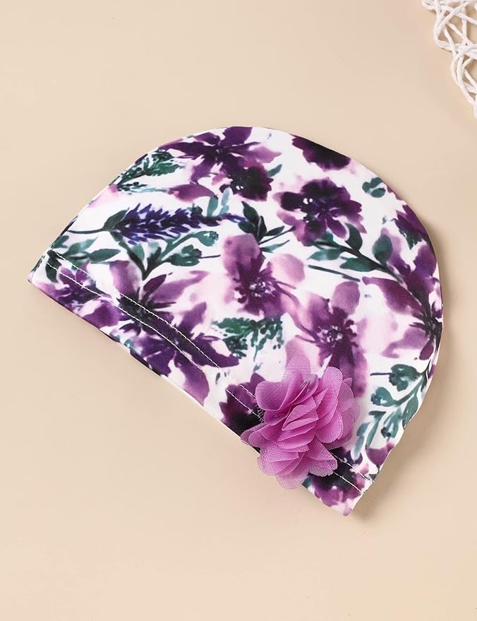 Baby Girl Clothes Patter&Letter Baby Girl Romper with Bow Hat&Headband and Gloves 4Pcs Baby Girl Coming Home Outfit