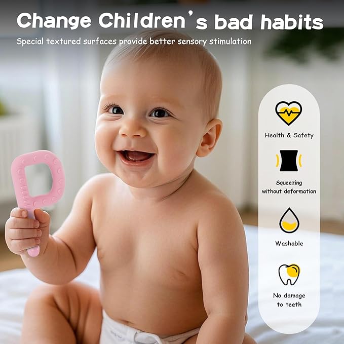 Sensory Chew Toys for Autistic Children, 4 Pack P Shape Teething Toys, Baby Teethers Autism Chew Toys for for Oral Motor Movement Stimulates, Silicone Chew Necklaces for Kids Adults BPA Free
