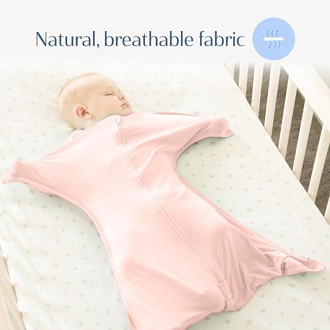 SleepingBaby EverSoft Zipadee-Zip Transition Swaddle - Roomy Wearable Blanket with Two Way Zipper - Viscose from Bamboo - Dusty Rose, Large (12-24 Month)