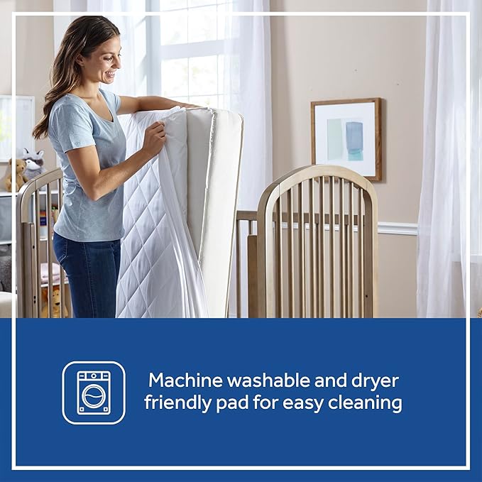 Sealy Baby Cool Comfort Fitted Waterproof Infant Cooling Crib Mattress Protector Pad and Toddler Bed Cover, Durable and Comfortable Topper, Machine Washable and Dryer Friendly, 52” x 28”- White