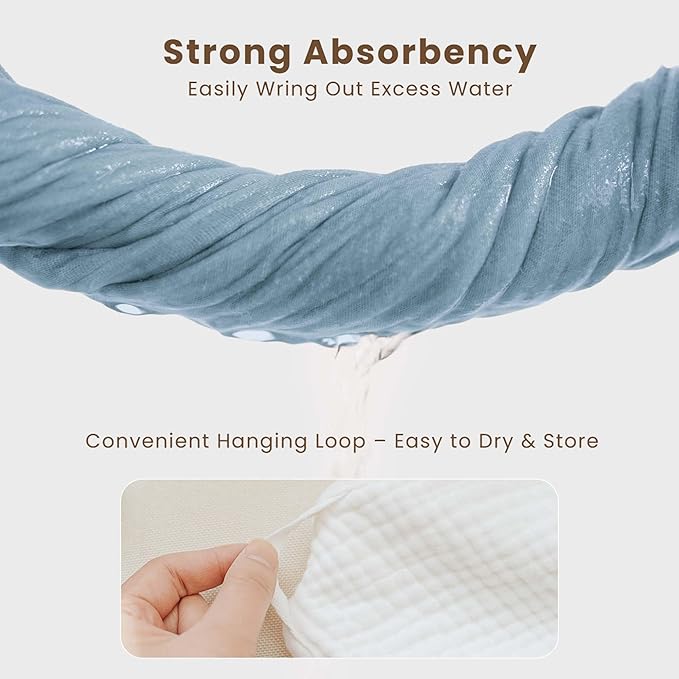 Konssy 2-Pack Muslin Hooded Baby Towels, 100% Cotton, Ultra-Soft & Absorbent Baby Bath Towels with Hood for Newborn & Infant (Blue, Star,30" x 30")