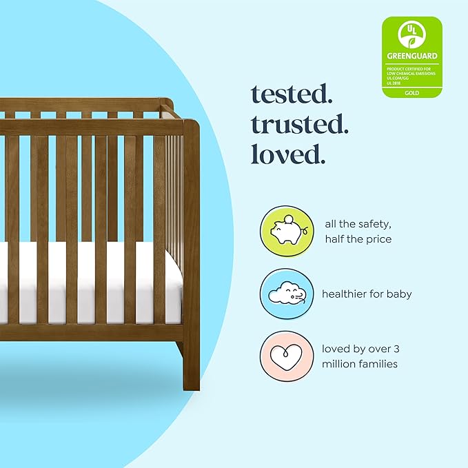 Carter's by DaVinci Colby 4-in-1 Baby Crib Convertible to Toddler Bed, Daybed, Full-Size Bed - Easy Assembly - GREENGUARD Gold Certified, 4 Adjustable Heights, Conversion Kit Sold Separately, Walnut