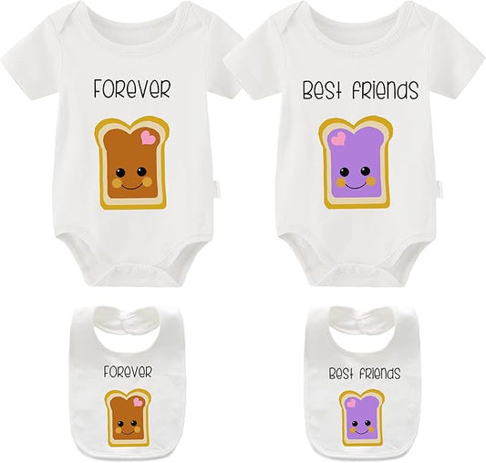 YSCULBUTOL Baby Twins Bodysuit Perfect Together Best Friend Newborn Romper Toddler Unisex Twin Outfit