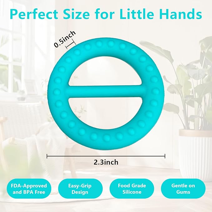Chew Necklaces for Sensory Kids, 3 Pack Sensory Toys Silicone Chewy Necklace Sensory for Babies Toddlers, Baby Teething Toys for 0-24 Months Oral Motor Stimulation (Circle)