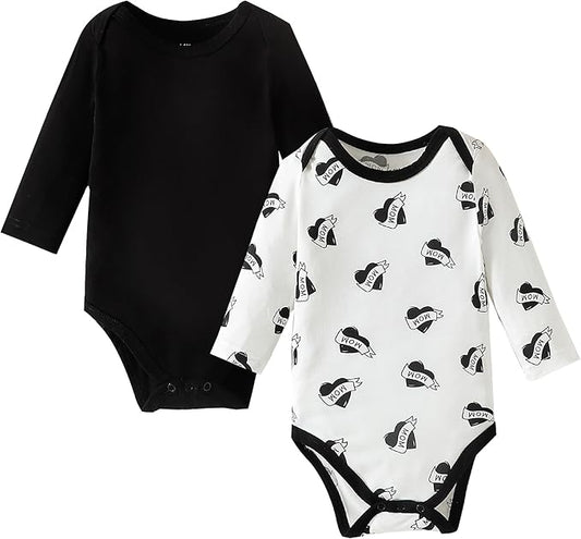 DEFAHN 2PCS Visocse from Bamboo Baby Rompers Unisex Onsies Solid Short Sleeve Baby Bodysuit 0-24 Months