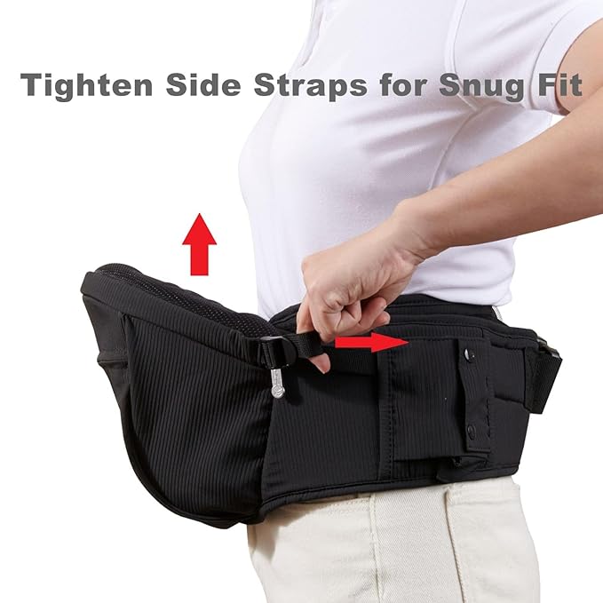 SUNVENO Baby Hip Carrier with Hip Seat, CPC-Certified, Ergonomic Infant Carrier for Newborns & Toddlers up to 45 lbs, Adjustable Waistband, Multiple Pockets, All-Season, Black