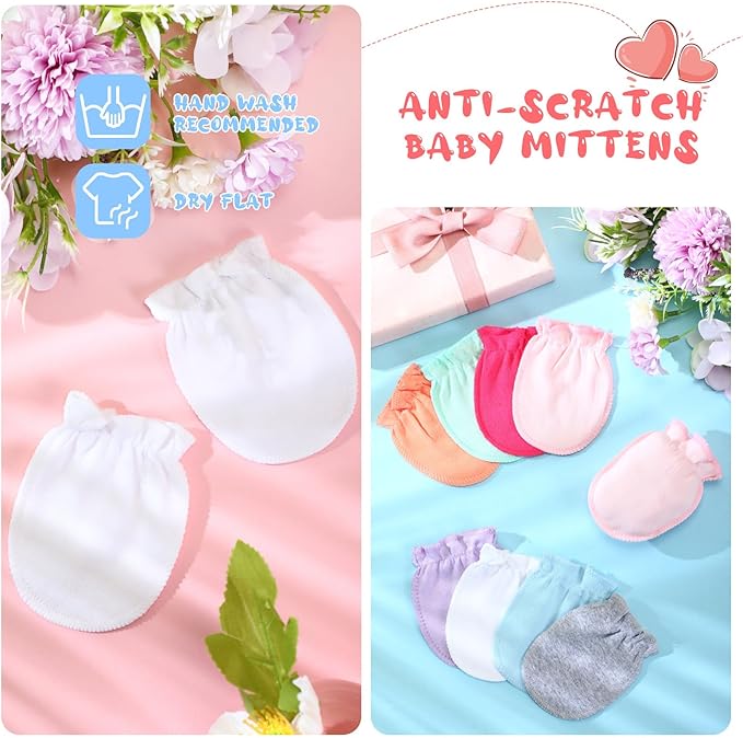 16 Pairs Newborn Baby Cotton Mittens No Scratch Gloves Unisex Newborn Mittens for baby Boys Girls 0-6 Months
