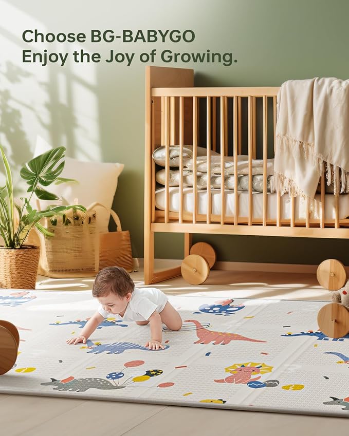 Baby Play Mat Foldable Baby Floor Play Mat 0.6" Thick Soft Foam Playmat for Babies Reversible Waterproof Padded Baby Girl Play Mat Portable Baby Crawling Mat for Indoor Outdoor(70"*78"*0.6")