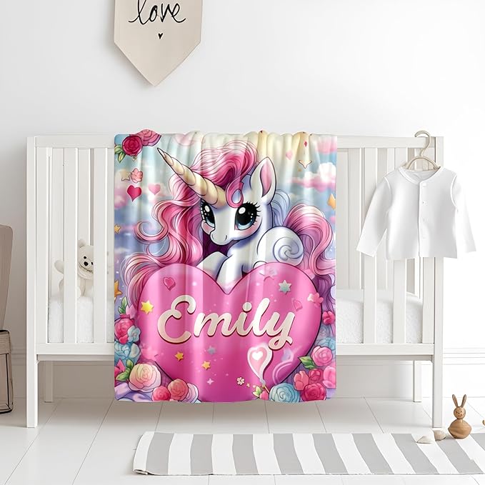 Ship Next Day, Personalized Baby Blanket for Boys Girls - Printed in USA, Custom Baby Blanket with Name Super Soft Plush Flannel, Easter Christmas Brithday Gifts for Baby Shower Kids Toddlers Newborn