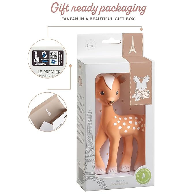 Sophie la girafe Fanfan The Fawn | Teether Friend to Sophie la girafe | Natural Rubber | Designed for Teething Babies | Awaken All 5 Senses | Easy to Clean