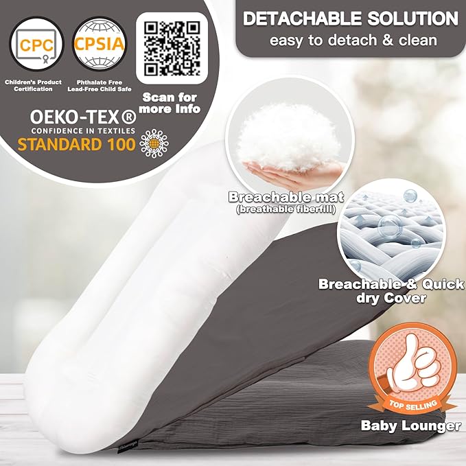 Baby Lounger - Snuggle Cozy Me Infant Lounger for Newborns | Breathable & Soft, Portable Awake-Time Pad, Essential Baby Gift (Lounger Cover Included)