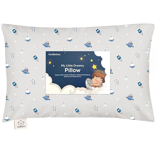 Toddler Pillow with Pillowcase - 13x18 My Little Dreamy Kids Travel Bed Pillows for Sleeping, Organic Cotton Small Pillowcase, Soft & Breathable, Machine Washable, Toddlers 2-5 Years Old (Cosmo)