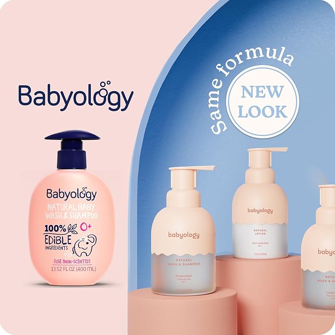 100% Edible Ingredients - All Natural Baby Wash and Shampoo Lavender + Organic Baby Lotion SET - 12 FL OZ Good for Sensitive Skin or Eczema - Non Toxic - Fragrance Free (Set of 2)