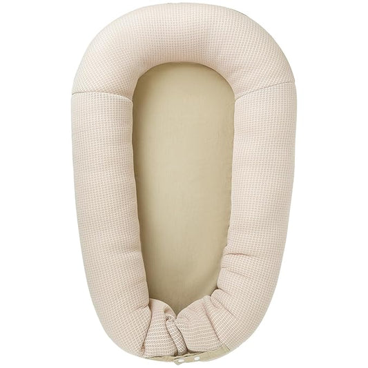 Baby Lounger, Deluxe Infant Lounger, Baby Nest Cover for Baby, Breathable Cotton, Adjustable Baby Floor Seat for Tummy Time, Newborn Essentials for Baby 0-12 Months (Khaki)