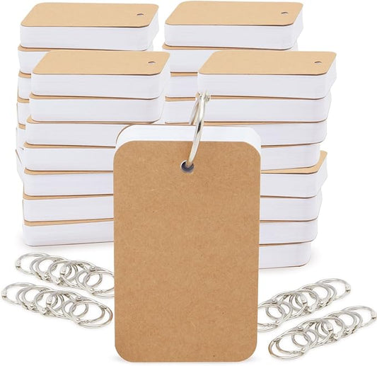 32 Pack Blank Flash Cards with Rings for Studying with 50 Sheets Each, 250gsm Index Notecards (2.2 x 3.5 In)