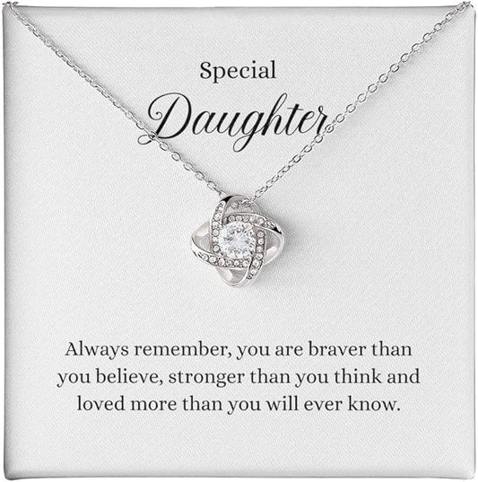 To My Daughter Gift Necklace From Dad or Mom - Badass Daughter Jewelry With Heartfelt Message & Elegant Box