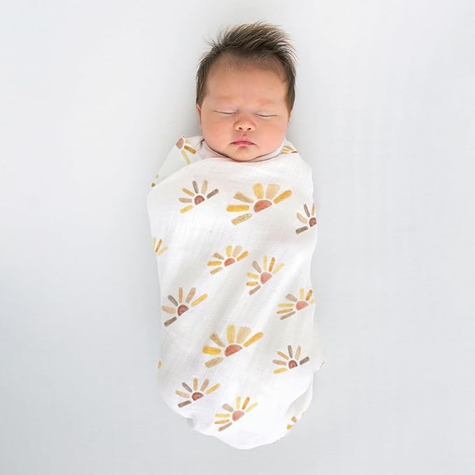 SwaddleDesigns Cotton Muslin Swaddle Blanket, Receiving Blanket for Baby Boys & Girls, Best Registry Gift, 46x46 inches, Watercolor Butterum Sunny Days