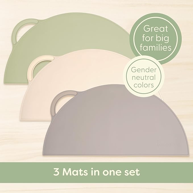 Upward Silicone Suction Mat Set - Non Slip Mat for Baby Led Weaning & Toddler Feeding - Placemats for Dining Table & Restaurants