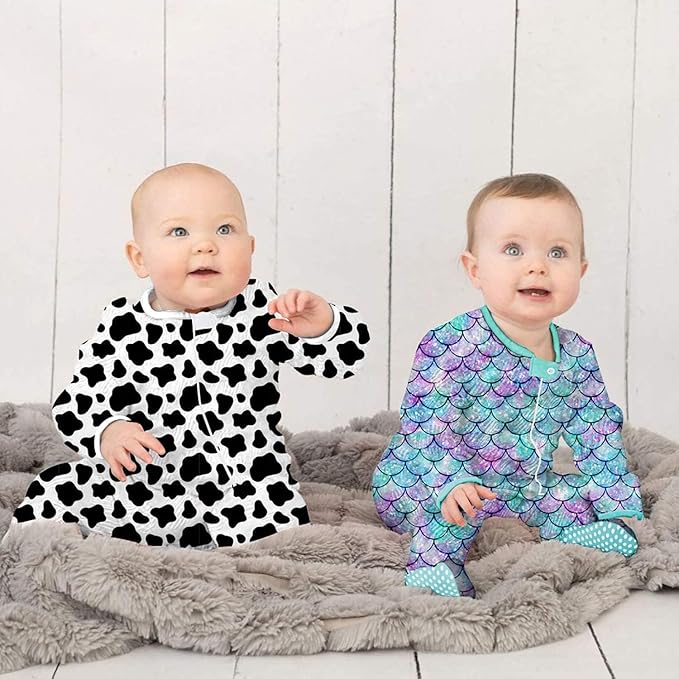 UNIFACO Baby Girls Boys Footed Pajamas One-Piece Sleeper Snug Fit Sleep and Play Zip Front Footie Romper 0-12 Month