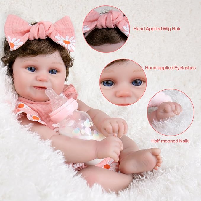 Aori Reborn Baby Dolls Girl - 20'' Lifelike Realistic Newborn Baby Weighted Cloth Body Baby Doll with Magnetic Pacifier & Feeding Accessories Collectible Reborn Toddler Doll Gift for Girls Kids 3+