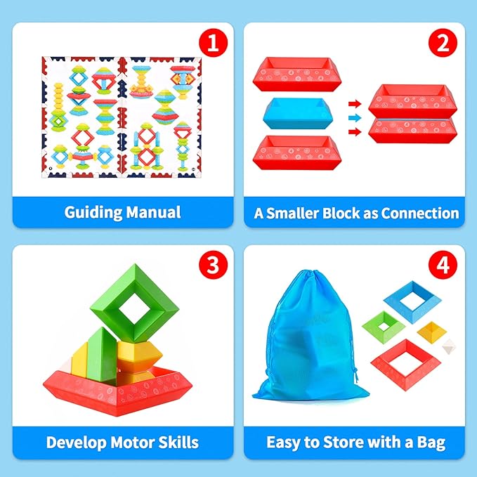 Montessori Toys for 1 2 3 4 Year Old Boys Girls Toddlers Preschool Learning Activities 30Pcs Building Blocks Stacking Educational Toys STEM Sensory Gifts for Kids Age 1-2 2-4
