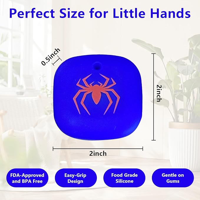 Chew Necklaces for Sensory Kids, 3 Pack Sensory Toys Silicone Chewy Necklace Sensory for Babies Toddlers, Baby Teething Toys for 0-24 Months Oral Motor Stimulation (Spider)