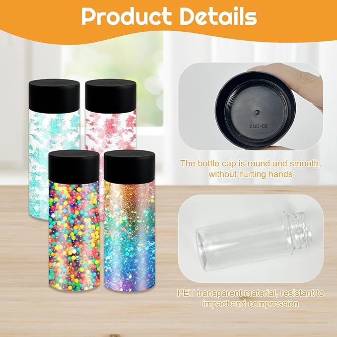 28 Pcs Empty Plastic Sensory Bottles with Lids, 10 oz/ 300 ml Leakproof Clear Reusable Bottles for Sensory Crafts Classroom Handmade Party Supply