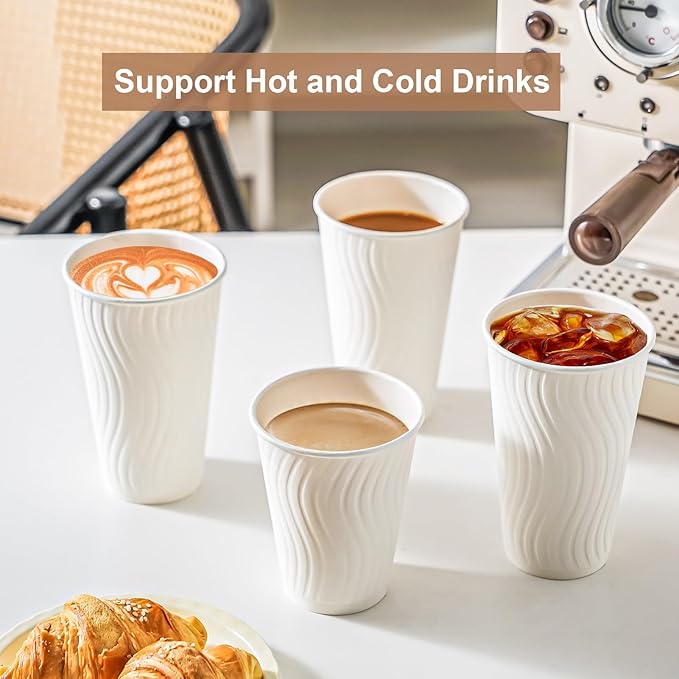 12 oz Disposable Coffee Cups 500 Count Value Pack, Hot Coffee Cups for Hot/Cold Drinks, Insulated Paper Coffee Cup for Party, Office, Home, Travel