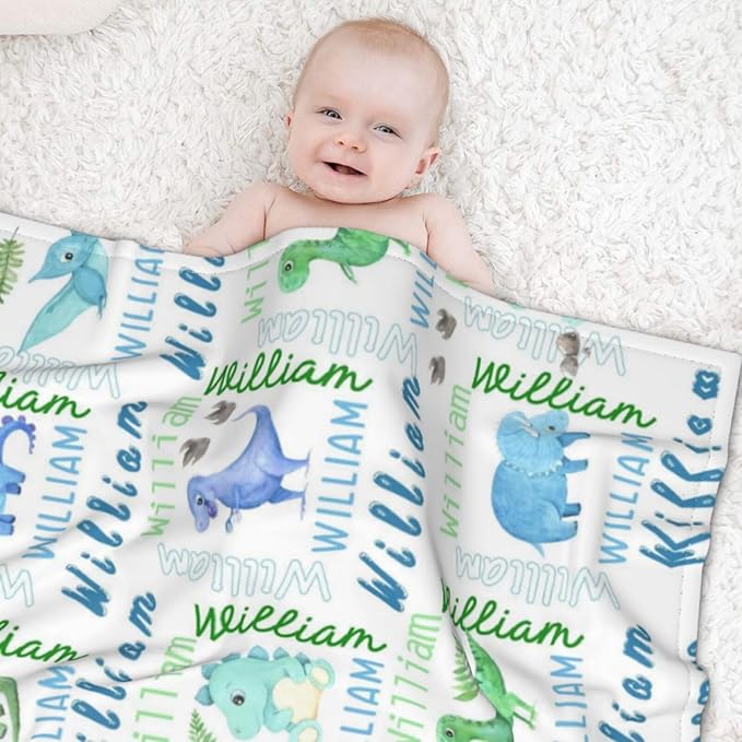 Personalized Baby Blanket for Girls and Boys,Super Soft Custom Baby Blanket with Name,Customized Swaddle Blankets Throw for Newborn,Infant,Toddlers