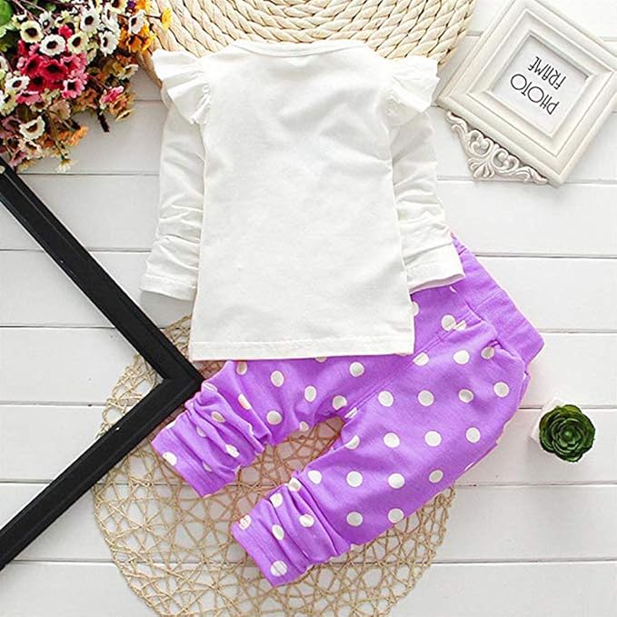 Cute Toddler Baby Girls Clothes Set Long Sleeve T-Shirt and Pants Kids 2pcs Outfits