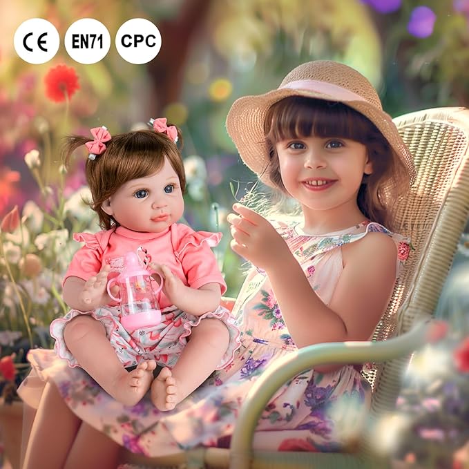 Aori Realistic Reborn Baby Doll Girls - 22 inches Real Life Newborn Baby Dolls, Adorable Lifelike Babies, Weighted Reborn Toddler Gifts Set for Kids Grandma