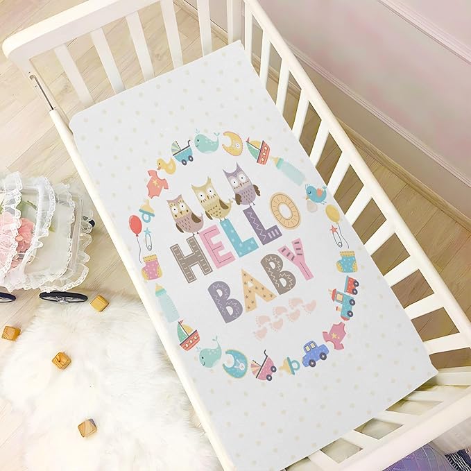 Baby Crib Sheets Cute Owls Crib Sheets for Boys Girls,Neutral Bassinet Toddler Bed Play Sheets Breathable Soft and Portable 52 * 28 * 9in