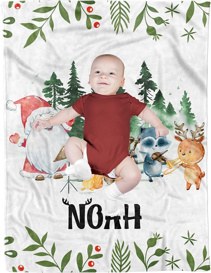 Personalized Baby Blankets with Name, Customized Name Blanket for Boys Girls, Custom Toddler Blanket Gifts for Birthday, Christmas, Newborn Soft Flannel Blankets Kids Birthday Gifts