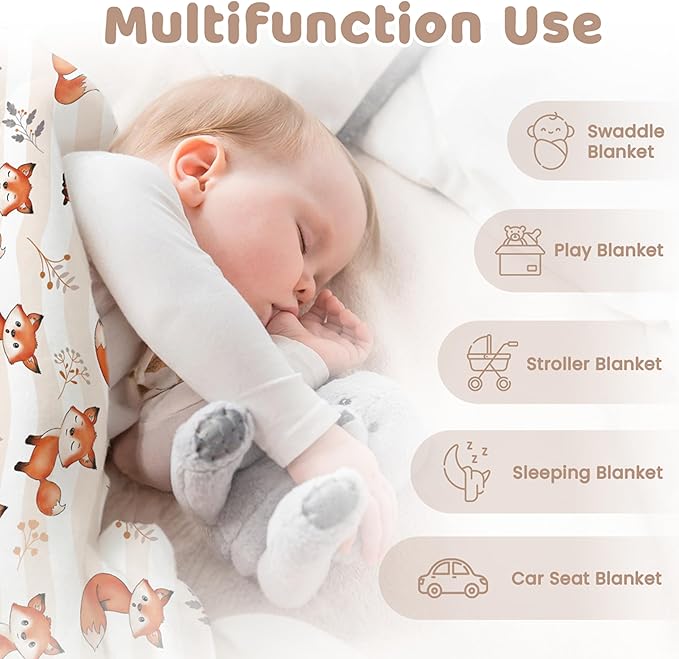 SANDJEST Fox Kid Blankets for Girl Boy - 30 x 40 Minky Blanket with Double Layer Dotted Backing - Shower Gifts for Nursery