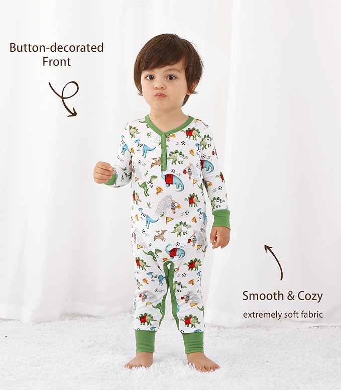 Baby Boys Girls Romper-Viscose Made from Bamboo, Long Sleeve Jumpsuits Soft Footless Rompers, Unisex