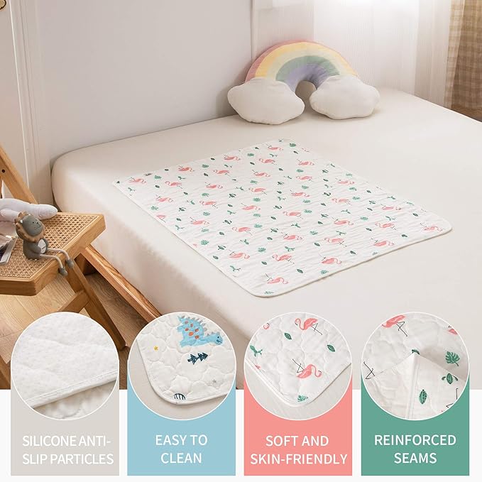 2 Pcs 27x35Inches Waterproof Changing Pads,Reusable Leak Proof Crib Disaper Pads,Portable Unisex Baby Changing Mat for Home&Travel.