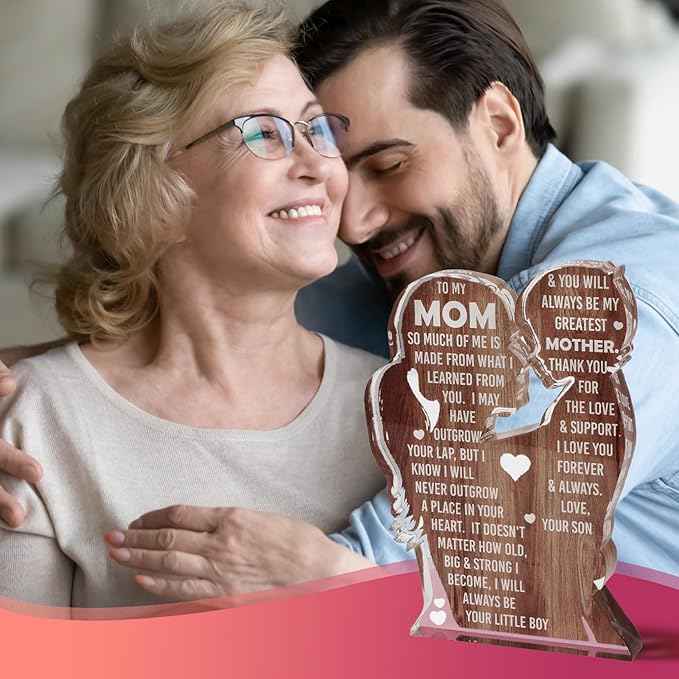 Mom from Son, Stocking Stuffers for Mama, Best Mom Ever, Unique Birthday Present Ideas for New Mom First Time Mom - Desk Decor Acrylic Sign
