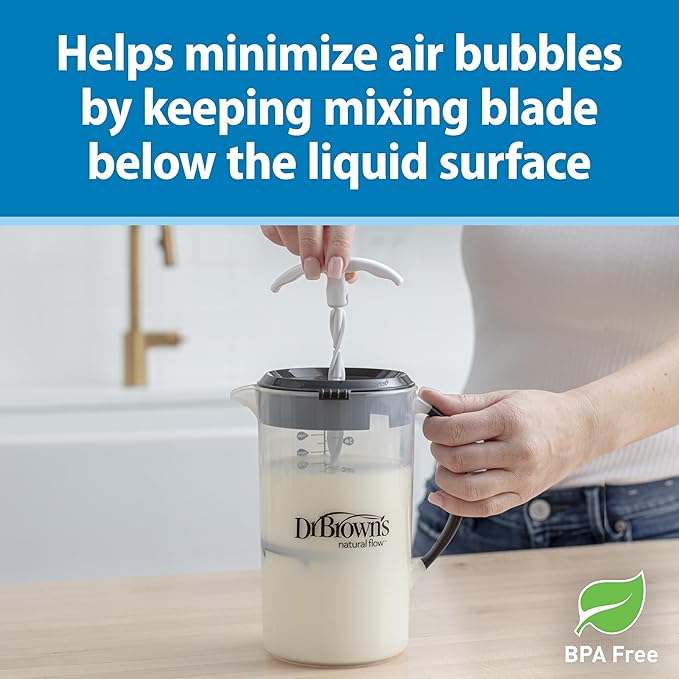 Dr. Brown's Baby Formula Mixing Pitcher with Adjustable Stopper, Locking Lid & No Drip Spout, Black, BPA Free, 36oz, 1 Pack