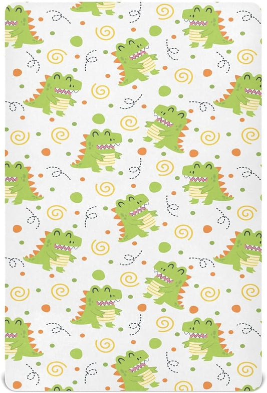 Little Dinosaur Crib Sheets for Neutral Bassinet Play Sheets,Sheets Toddler Bed Sheets for Baby Boys Girs 39 * 27 * 5in