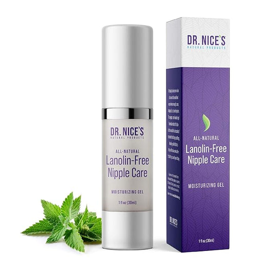 Dr. Nice's Moisturizing Gel - Lanolin-Free Nipple Cream for Breastfeeding - Nursing Essentials With Instant Cooling Relief for Sore Nipples - Water-Based Moisturizer Safe for Mom & Baby - (1 Fl. Oz)