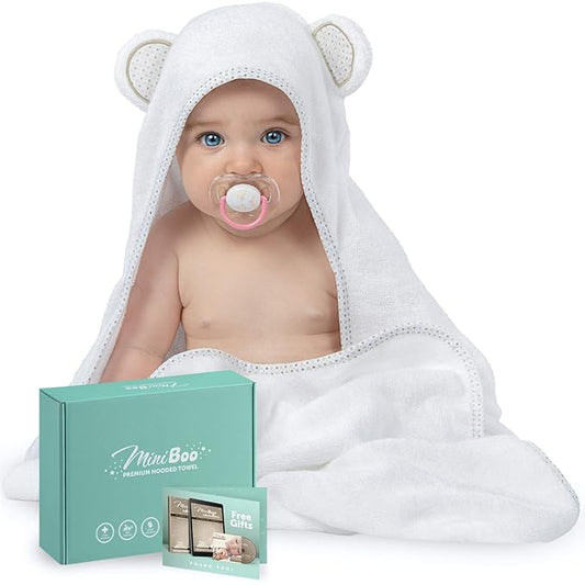 Hooded Baby Towels for Newborn - Super Soft Baby Bath Towels with Hood, Highly Absorbent Viscose Made from Bamboo Hooded Towel for Infant, Toddler and Kids, Baby Essentials