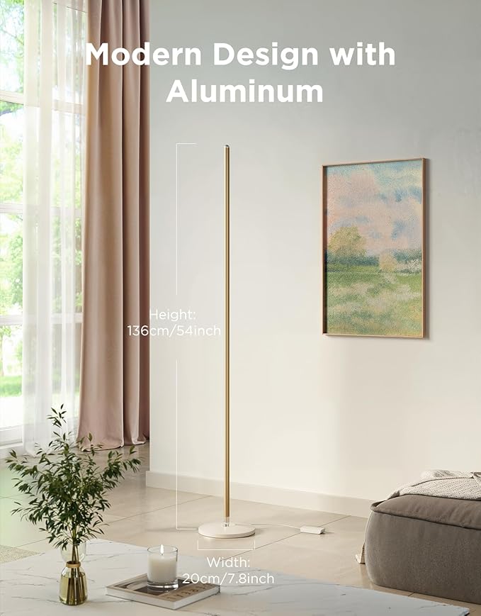 Govee RGBIC Floor Lamp Basic, LED Corner Lamp Works with Alexa, Smart Modern Floor Lamp with Music Sync and 16 Million DIY Colors, Color Changing Standing Lamp for Bedroom Living Room