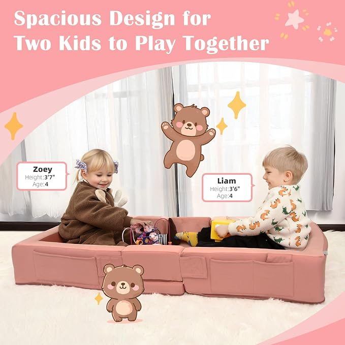 ENITYA Toddler Travel Bed, Folding Floor Cot for Travel, Portable Kids Bed for Sleeping, Washable Toddler Cot for Children 18M – 4yr Old, Pink