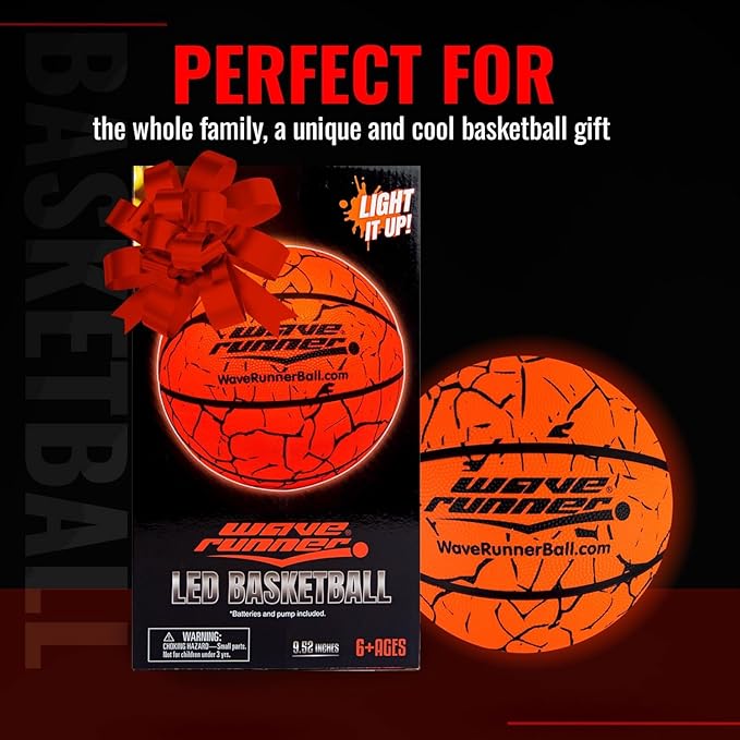 Light Up Basketball - Glow In The Dark Basketball - Teen Boys Gift Ideas For Boys 8-15+ Year Old - Led Basketball Accessories | Cool Outdoor Toys Ages 8 9 10 11 12 13 14 15 - Sports Stuff For Kids