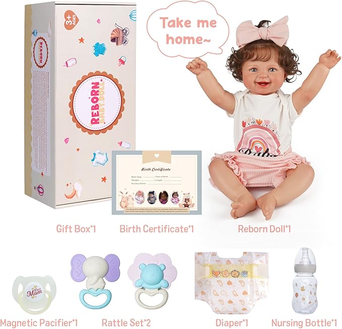 BABESIDE Realistic Reborn Baby Doll 20" Lifelike Newborn Girl - Full Body Vinyl Real Life Baby Doll, Poseable Doll with Feeding Kit Gift Box for Kids Ages 3+